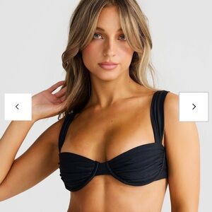 New with Tags! Vacay Rhodes Ruched Bikini Top Black- S